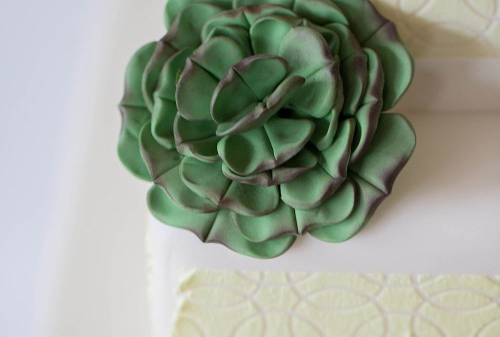 Sukkulenten kontra Rose, Kontrastprogramm bei der Hochzeitstortendekoration